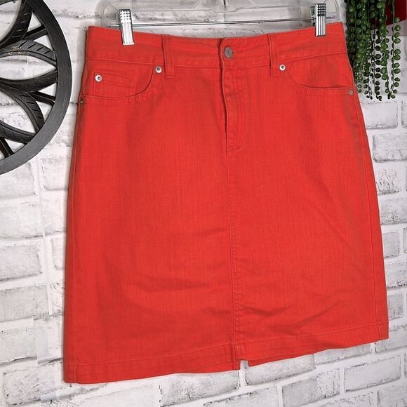 L.L. Bean Coral Jean Skirt Favorite Fit Straight Size 10 - Picture 3 of 6